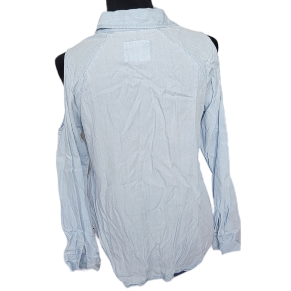 Rails Lana Chambray Cold Shoulder Button Down Shirt Size Small - Picture 5 of 7